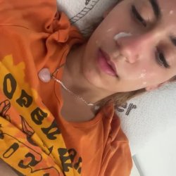 Latina slut putting cum on face